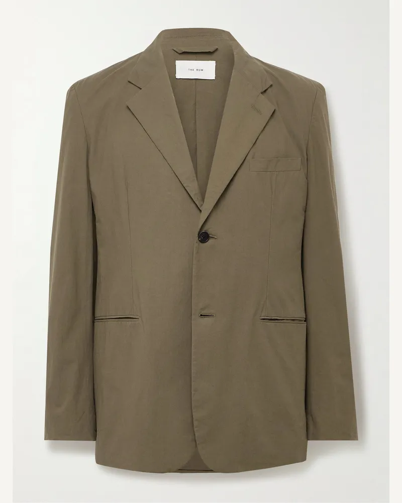 The Row Ritchie schmal geschnittenes unstrukturiertes Sakko aus Baumwolle Grün
