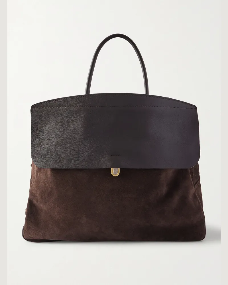 Bleu de Chauffe Zoom Weekender aus Leder und Veloursleder Braun