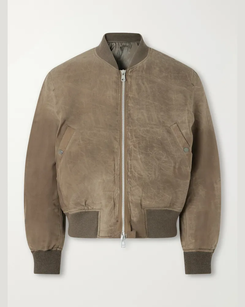 Our Legacy Distressed Waxed Shell Bomber Jacket Green