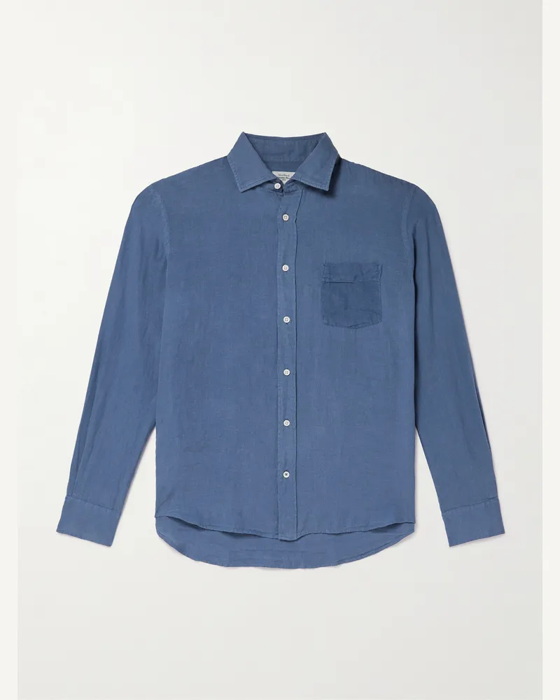 Hartford Paul Pat Hemd aus Leinen Blau