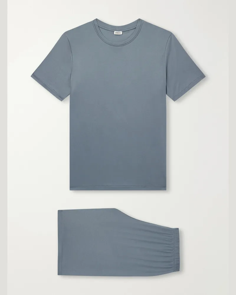 Zimmerli Sea Island Cotton-Jersey Pyjama Set Blue