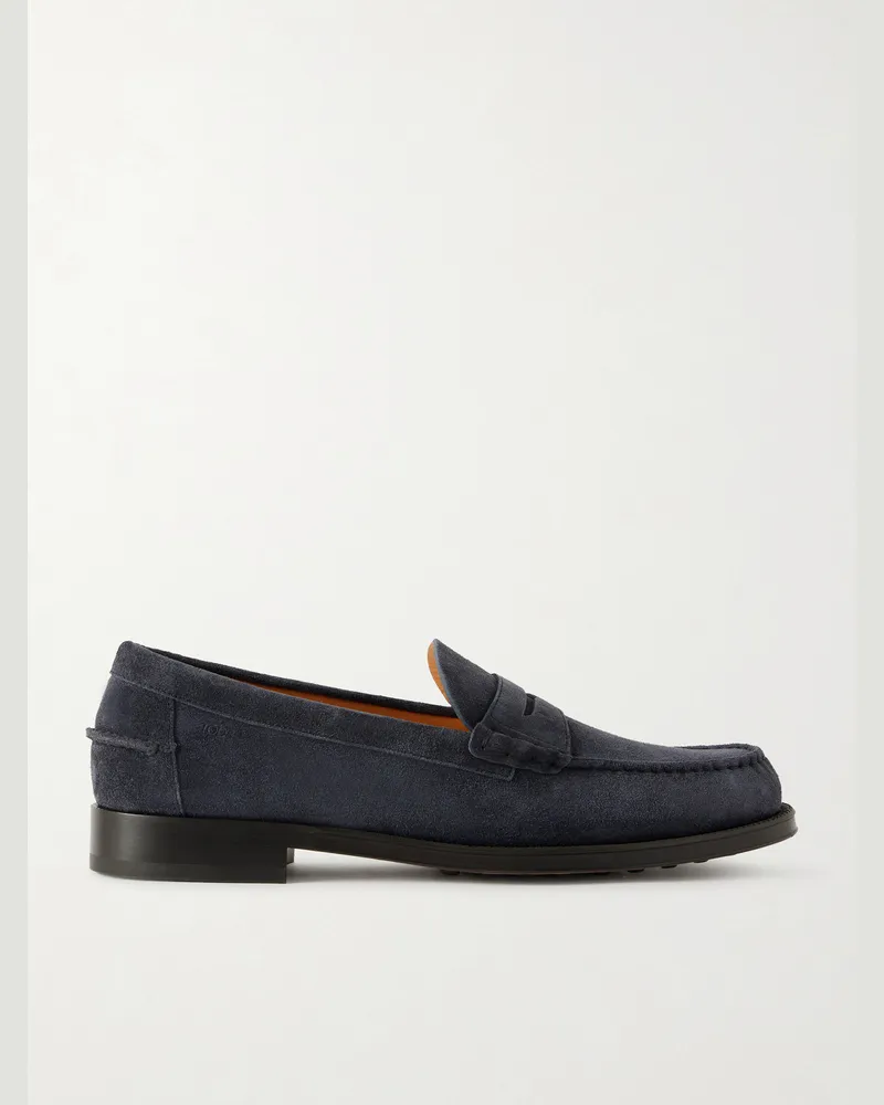 TOD'S Suede Penny Loafers Blue