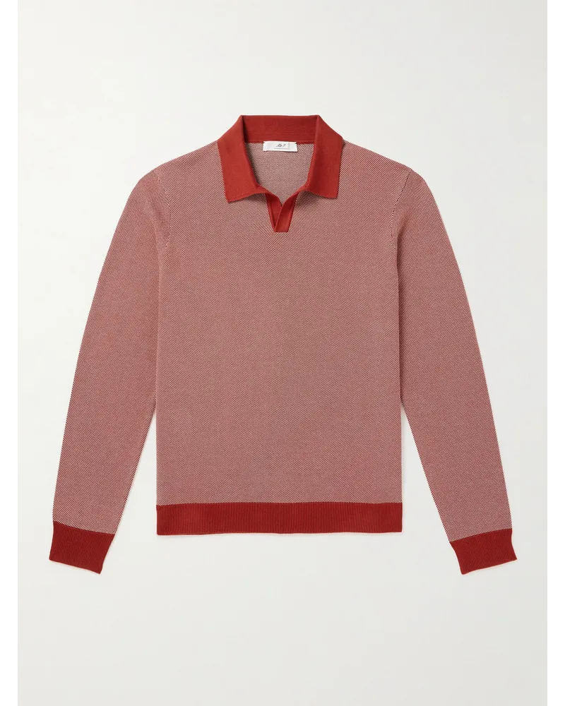 MR P. Johnny Pullover aus Birdseye-Baumwoll-Piqué mit Polokragen Rot