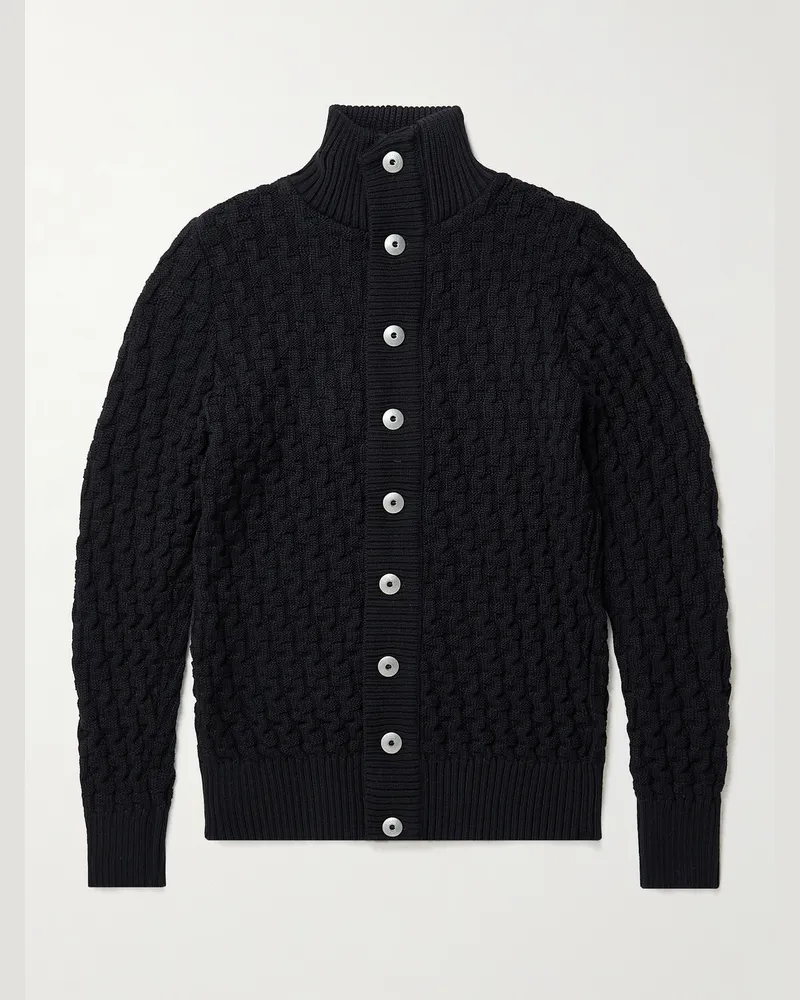 S.N.S Herning Stark Textured Virgin Wool Cardigan Blue
