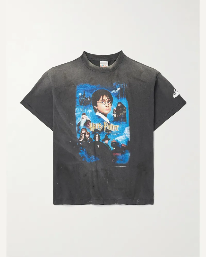 SAINT MXXXXXX Harry Potter and The Philosopher Stone Printed Cotton-Jersey T-Shirt Black