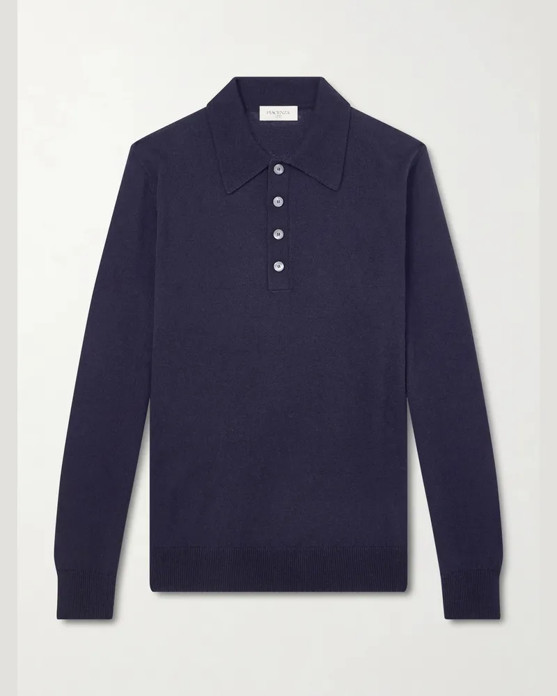 PIACENZA 1733 Pullover aus einer Seiden-Kaschmirmischung mit Polokragen Blau