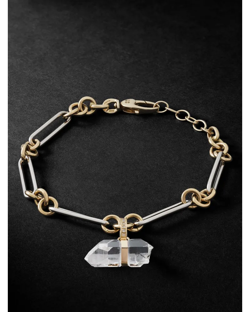 JIA JIA Jumbo Armband aus Gelb- und Weißgold mit Quarzkristall und Diamanten Gold