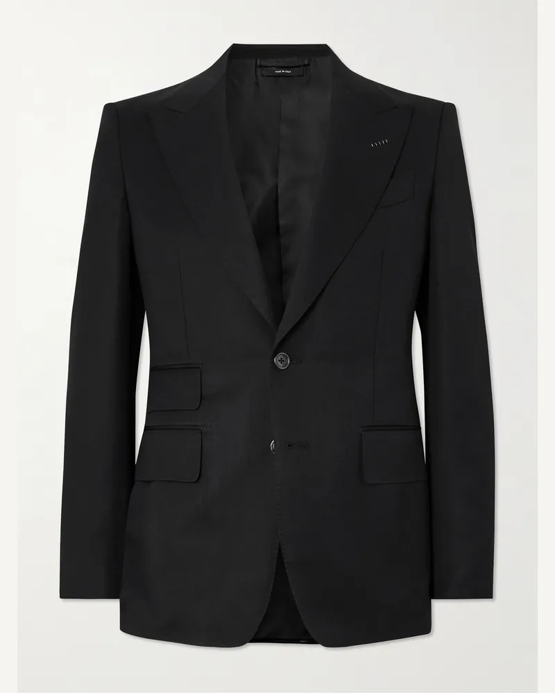 Tom Ford Shelton Grain de Poudre Wool and Mohair-Blend Suit Jacket Black