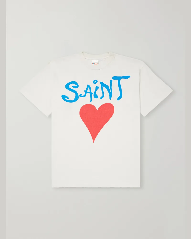 SAINT MXXXXXX Logo-Print Cotton-Jersey T-Shirt White