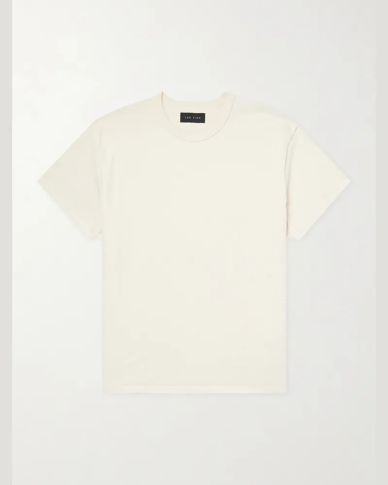 LES TIEN Cotton-Jersey T-Shirt Neutrals