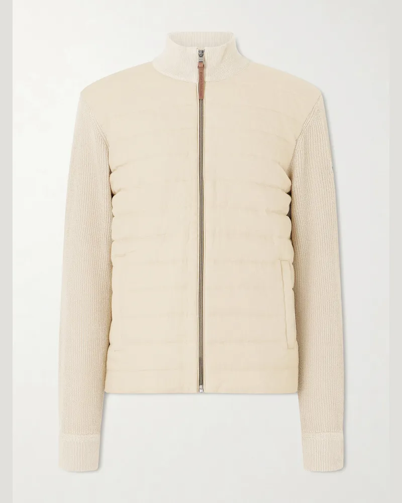 Ralph Lauren Jacke aus gestepptem Leinen und Strick mit Reißverschluss und Logoapplikation Neutral