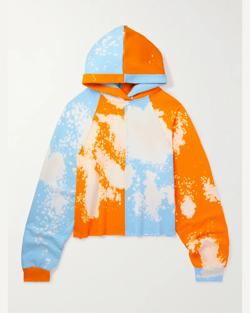 Liberal Youth Ministry Hoodie aus Baumwoll-Jersey mit Batikmuster in Distressed-Optik Orange