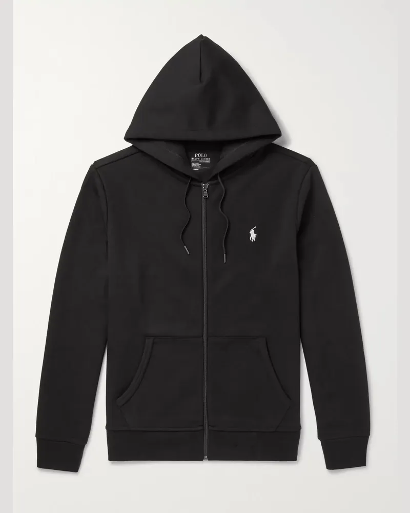 Ralph Lauren Jersey Zip-Up Hoodie Black