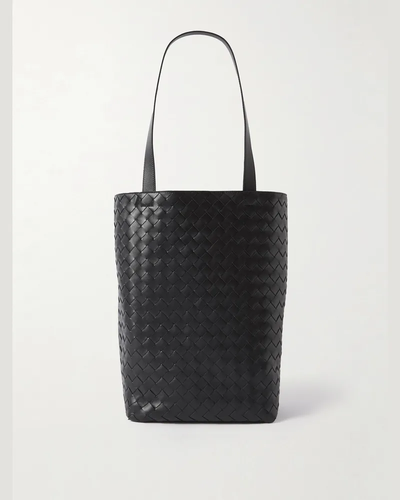 Bottega Veneta Small N/S Intrecciato Leather Tote Bag Black