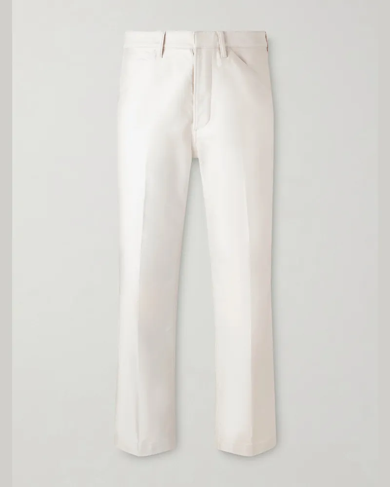 Tom Ford Straight-Leg Cotton-Satin Trousers Neutrals