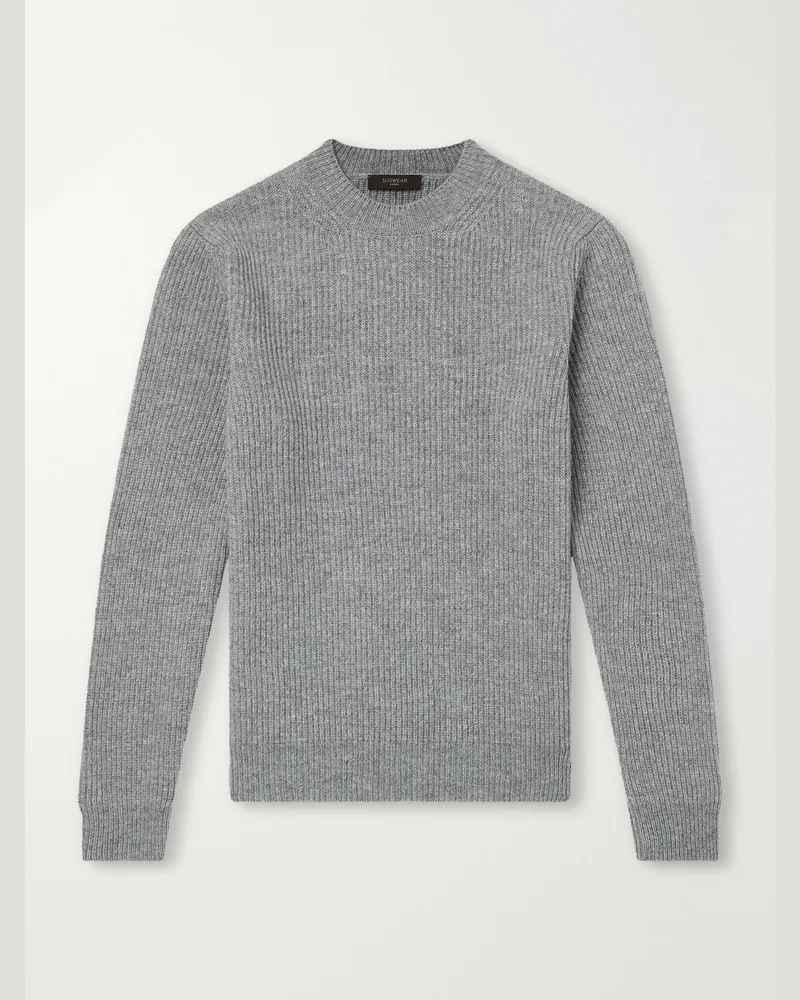 Slowear Zanone Slim-Fit Ribbed Wool Sweater Gray