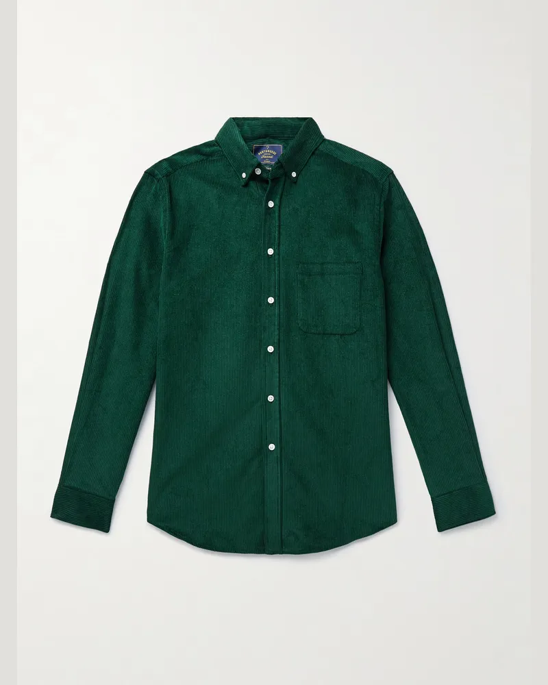 Portuguese Flannel Lobo Hemd aus Baumwollcord mit Button-Down-Kragen Grün