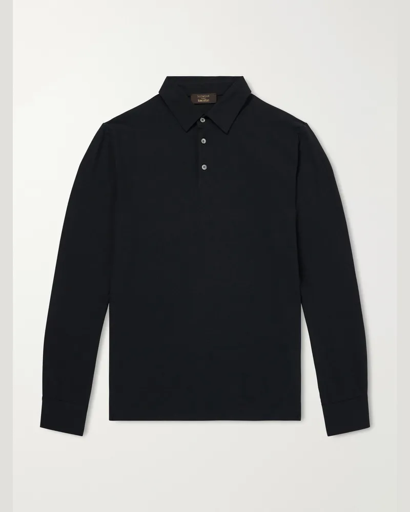 Slowear Slim-Fit IceCotton Piqué Polo Shirt Black