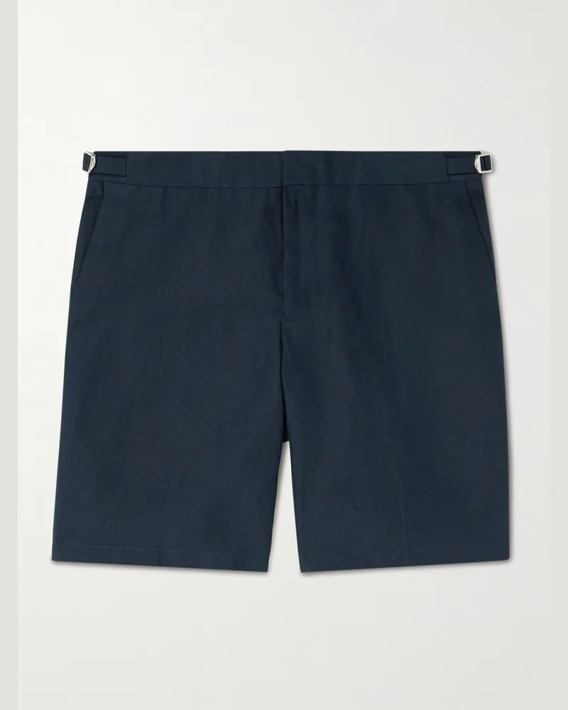 Orlebar Brown Norwich Straight-Leg Linen Shorts Blue