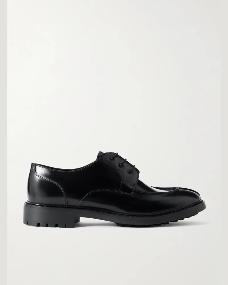 Saint Laurent Lino Leather Derby Shoes Black