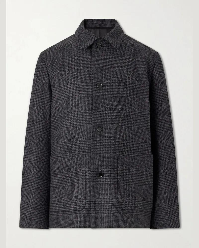 LARDINI Prince of Wales Wool and Cashmere-Blend Jacket Gray