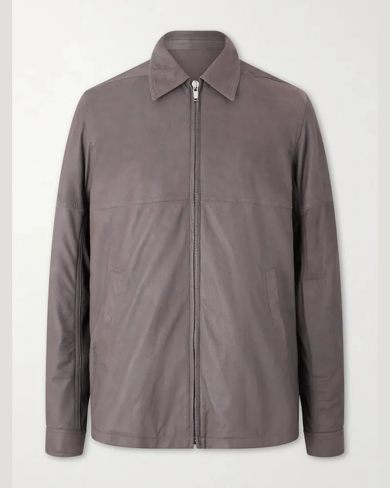 Rick Owens Brad Leather Jacket Gray