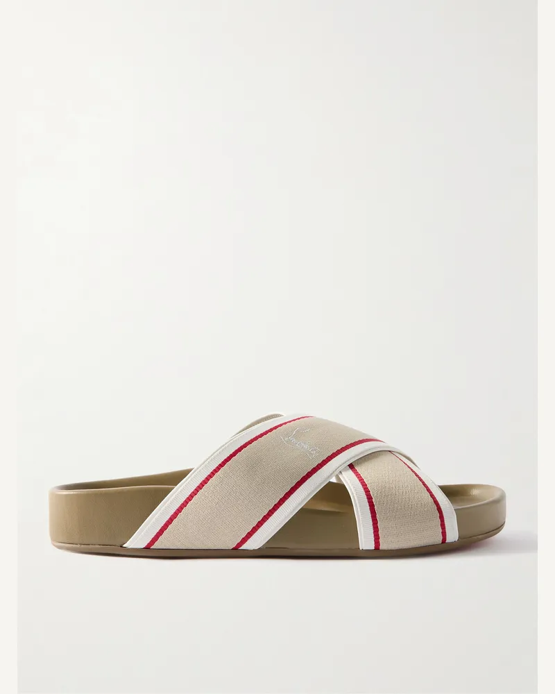 Christian Louboutin Pantoletten mit Webband und Streifen Neutral