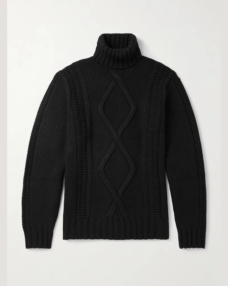 Brunello Cucinelli Rollkragenpullover aus Kaschmir mit Intarsienmuster Schwarz