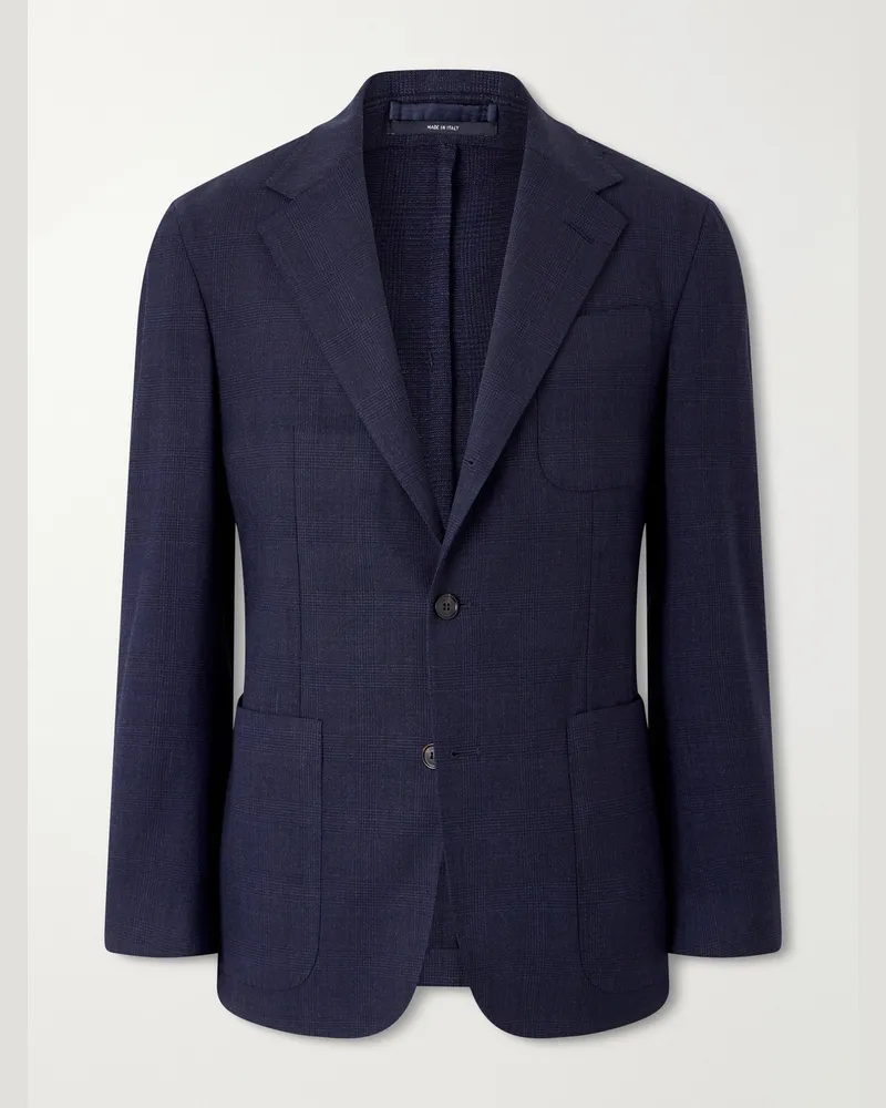 Dunhill Wool and Mohair-Blend Prince of Wales Blazer Blue