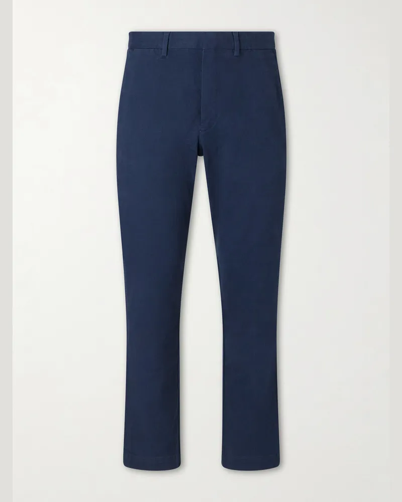 Ralph Lauren Straight-Leg Cotton-Blend Twill Trousers Blue