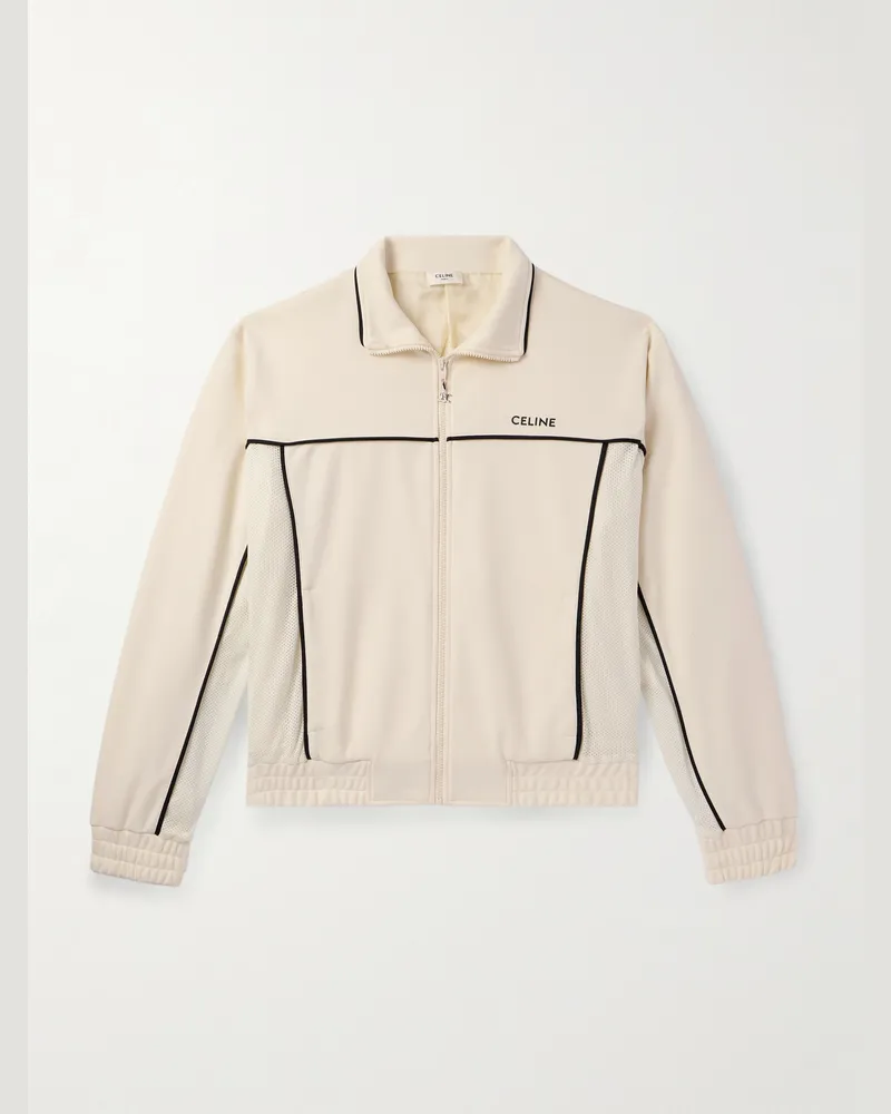 Celine Trainingsjacke aus Jersey mit Mesh-Besatz und Logostickerei Neutral