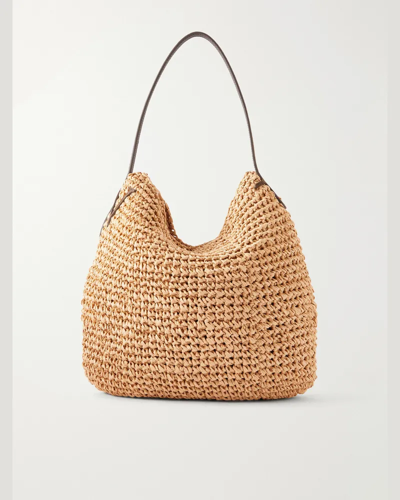 J.W.Anderson Bulb Leather-Trimmed Raffia Tote Bag Brown