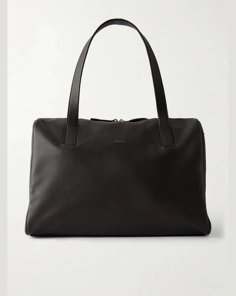 Ermenegildo Zegna Leather Weekend Bag Brown