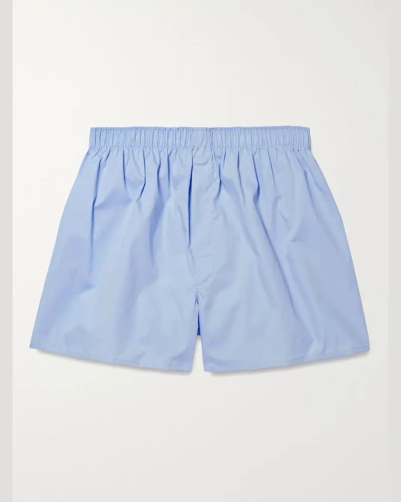 Sunspel Cotton Boxer Shorts Blue