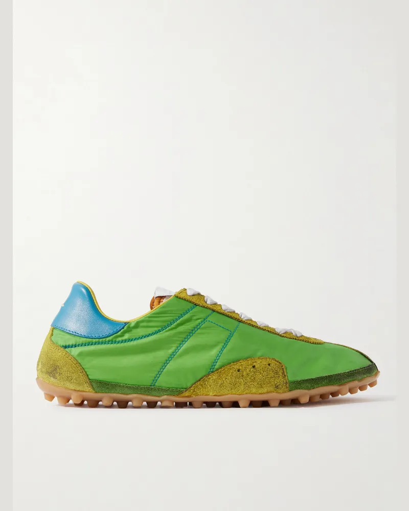 Maison Margiela Sprinters Sneakers aus Nylon mit Besatz aus Leder und Veloursleder Grün