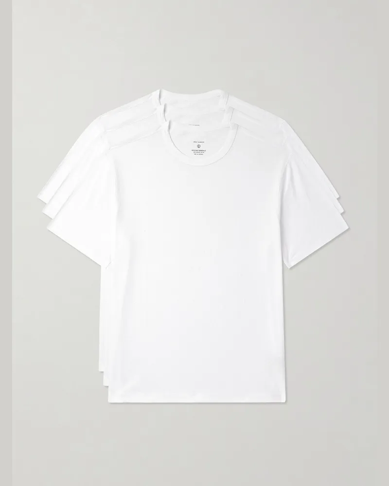 Officine Generale Three-Pack Organic Cotton-Jersey T-Shirts White
