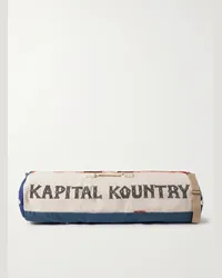 KAPITAL Boston Bowling-Tasche aus Canvas mit Print Weiß