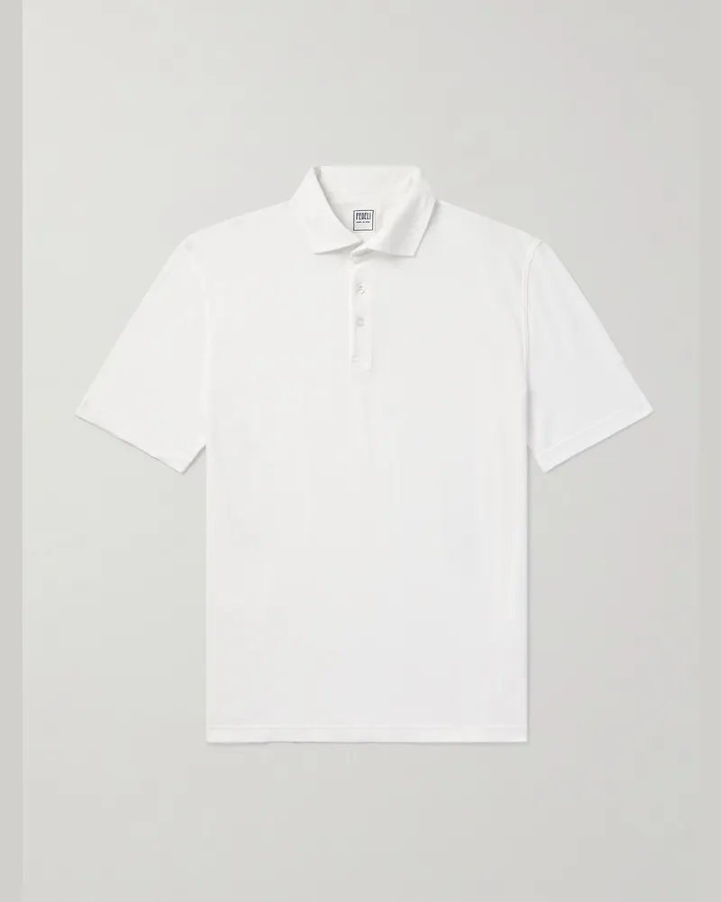 Fedeli Cotton-Piqué Polo Shirt White