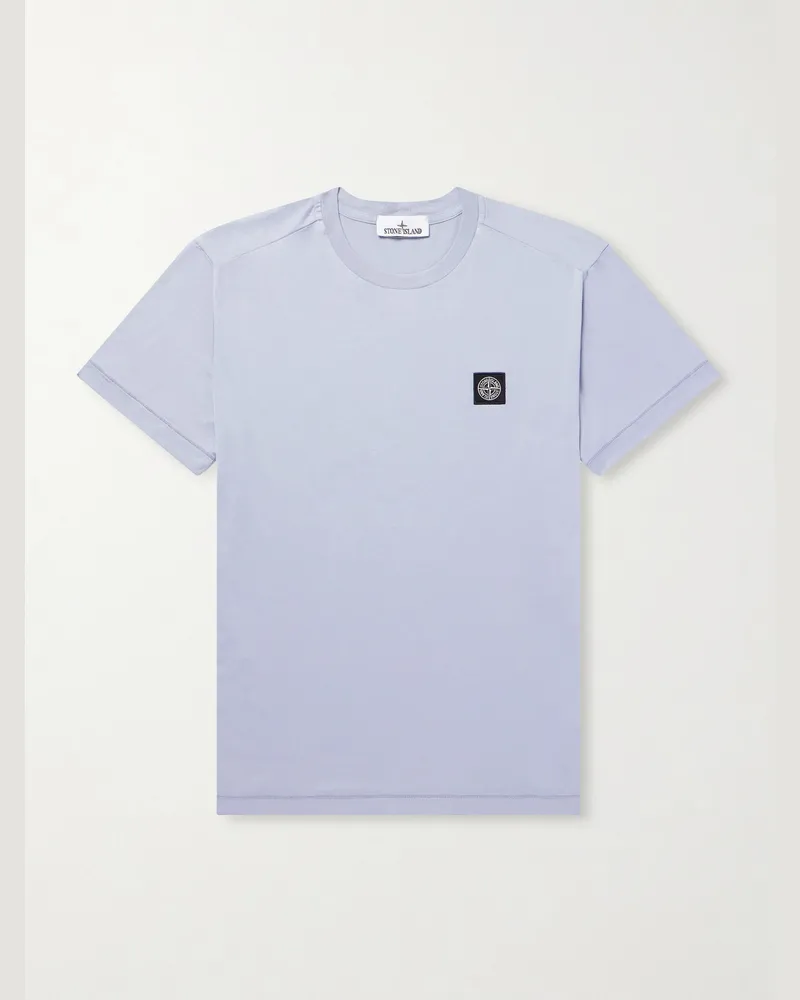 Stone Island Logo-Appliquéd Garment-Dyed Cotton-Jersey T-Shirt Gray