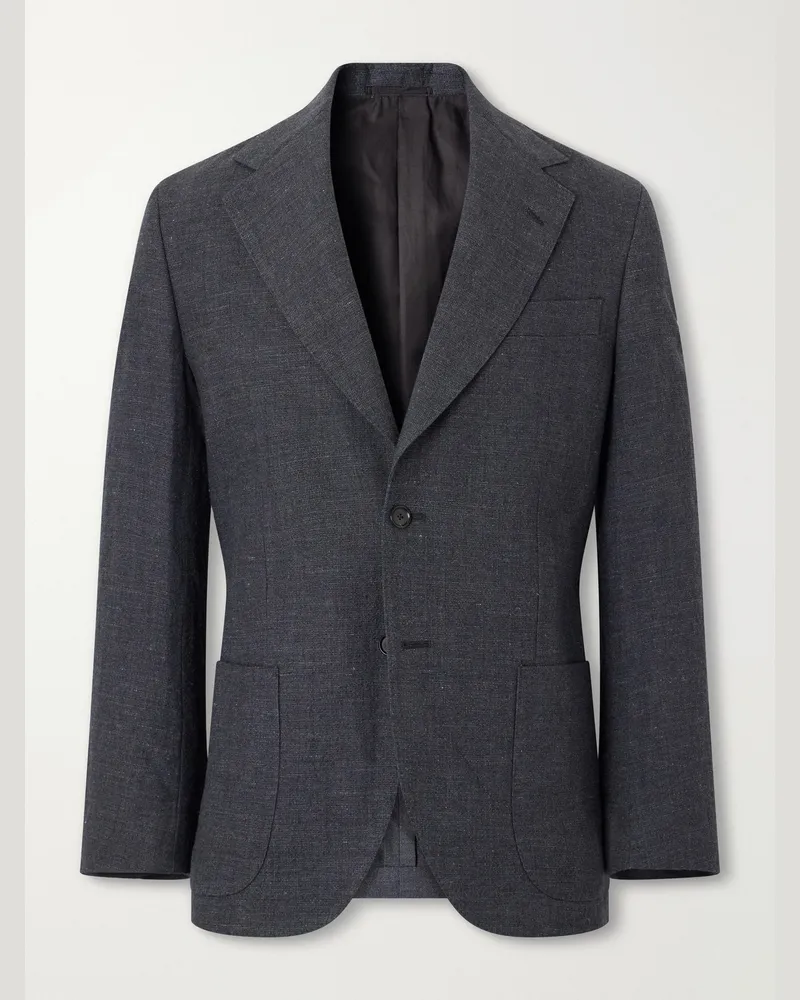 Kaptain Sunshine Woven Wool, Linen and Hemp-Blend Suit Jacket Gray