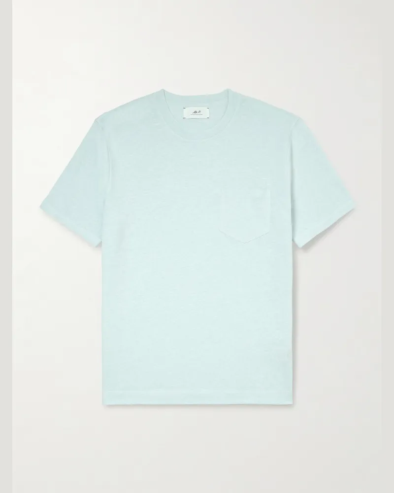 MR P. Linen and Organic Cotton-Blend T-Shirt Blue