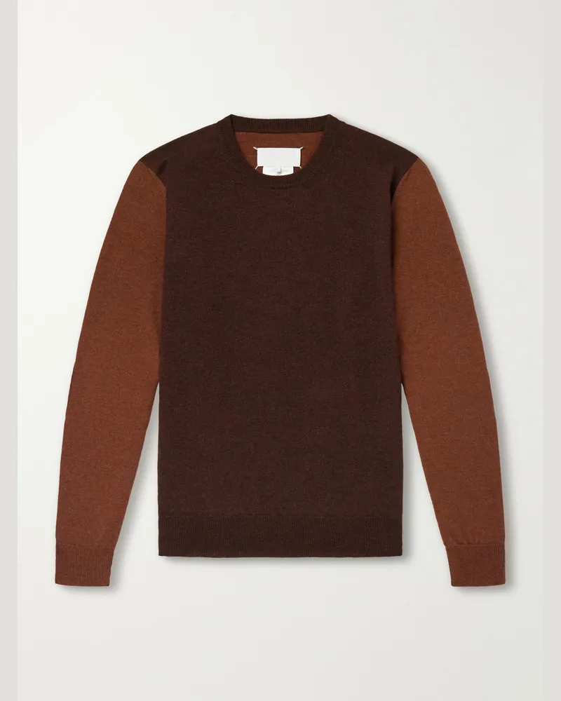 Maison Margiela Colour-Block Wool Sweater Brown