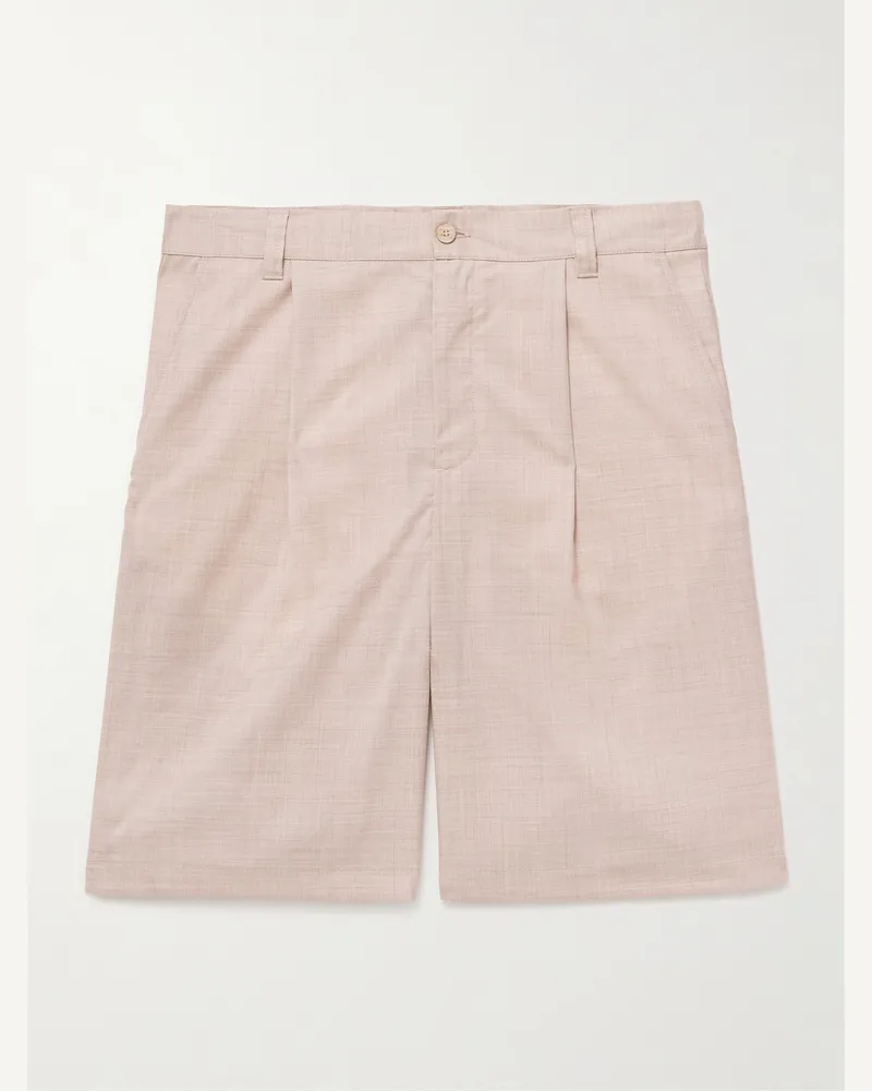 Frescobol Carioca Serano Pleated Wool Shorts Neutrals