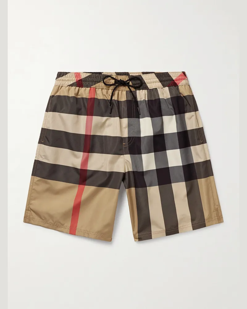 Burberry Gerade geschnittene lange Badeshorts mit Karomuster Neutral