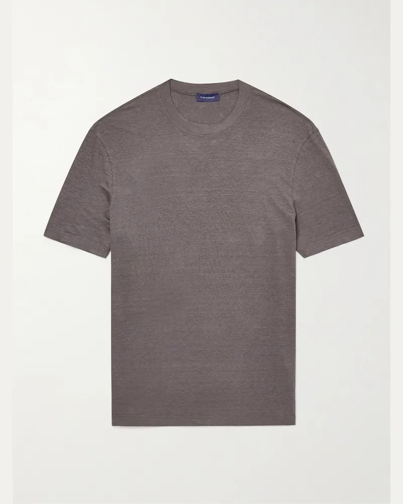 Thom Sweeney Linen-Blend T-Shirt Brown
