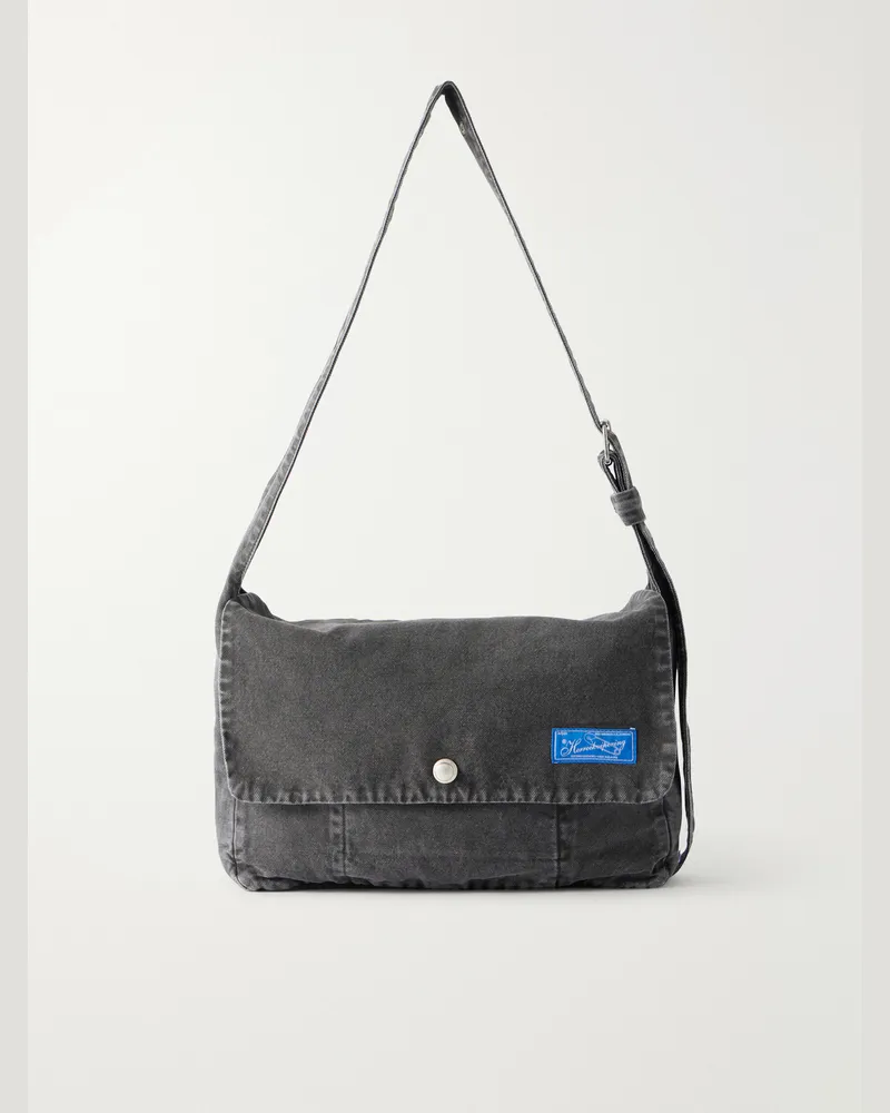 Mfpen Postman Logo-Appliquéd Canvas Messenger Bag Gray