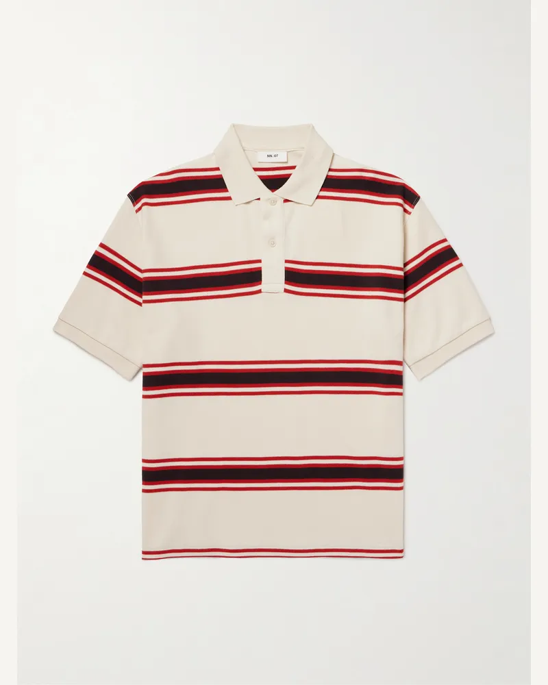 NN 07 Valentin 30047 Striped Organic Cotton-Piqué Polo Shirt Red