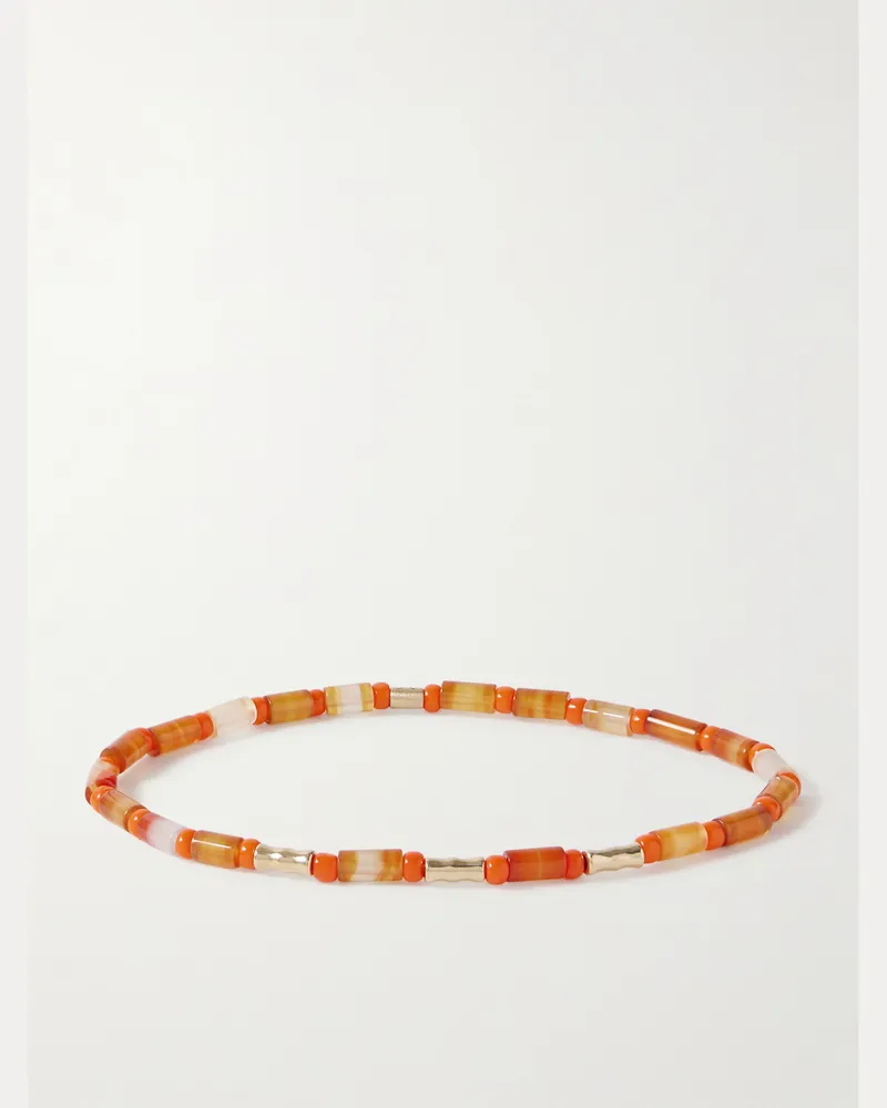 Luis Morais Armband mit Details aus 14 Karat Gold und Achaten Rot