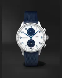 IWC Portugieser Chronograph 41 mm Uhr aus Edelstahl mit automatischem Aufzug und Kautschukarmband, Ref.-Nr.: IW371620 Blau