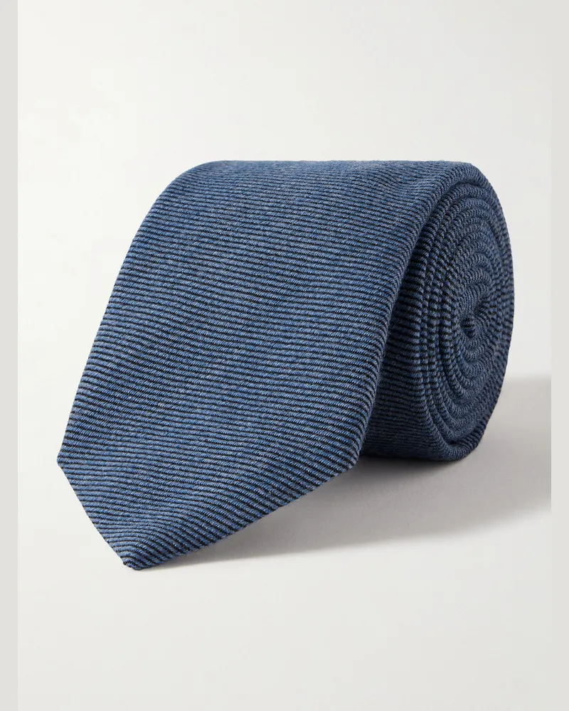 Canali Krawatte aus einer gerippten Woll-Seidenmischung, 8 cm Blau